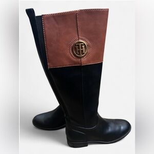 Tommy Hilfiger Black and Brown Riding Boots